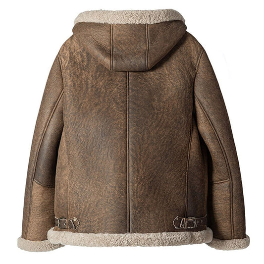 Purchase Mens New Look Classic Winter Sheepskin Bomber Jacket With Hood For Christmas Sale