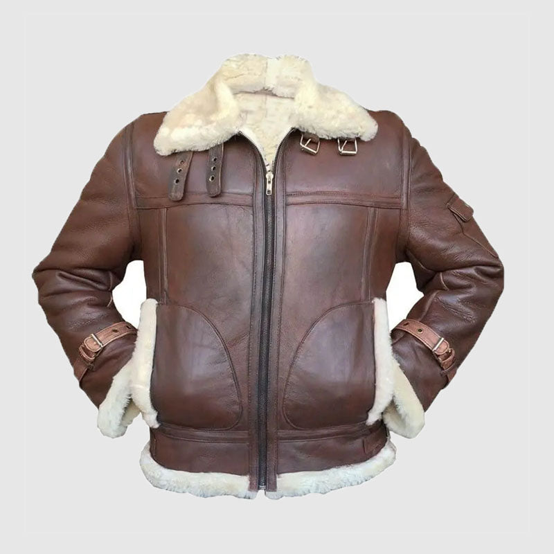 new mens shearling leather coat with cheap price