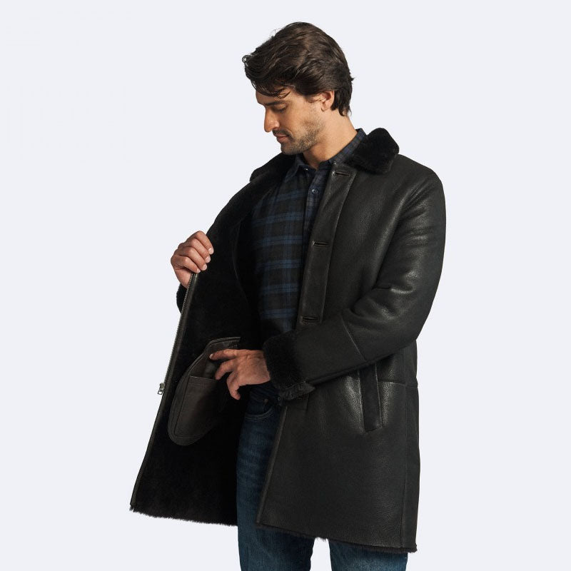 Rfx Leather: Discount on Miles Dark Oak Shearling Coat
