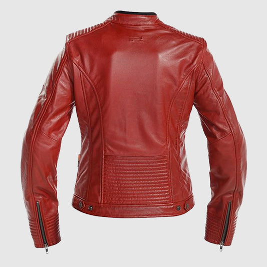 red women online biker leather jacket shop