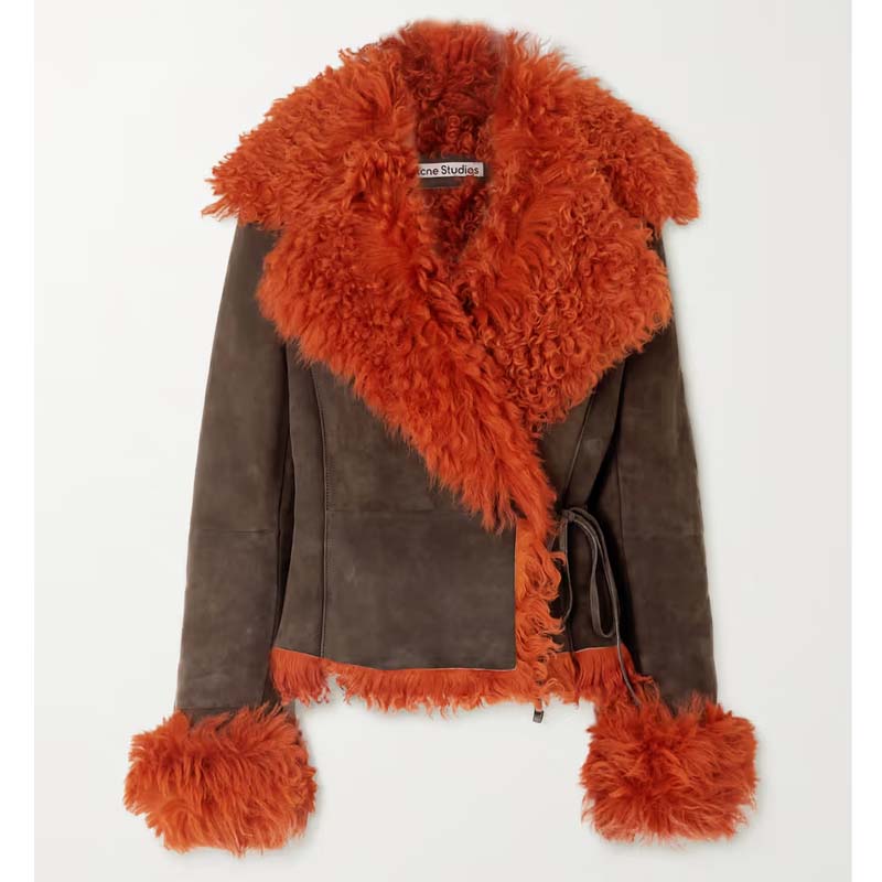 Shearling-trimmed suede jacket