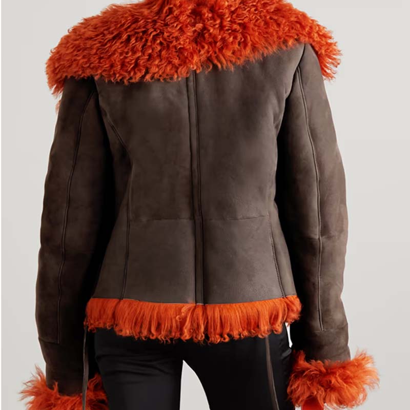 Shearling-trimmed suede jacket