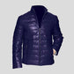 Mens dard blue leather jacket for sale 