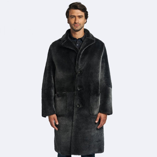 Shop Best Durham Reversible Black Shearling Leather Coat For Men's 