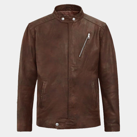 Shop Best Genuine Quality Of Moto Road Spanish Brown Boys Biker Leather Jacket For Sale