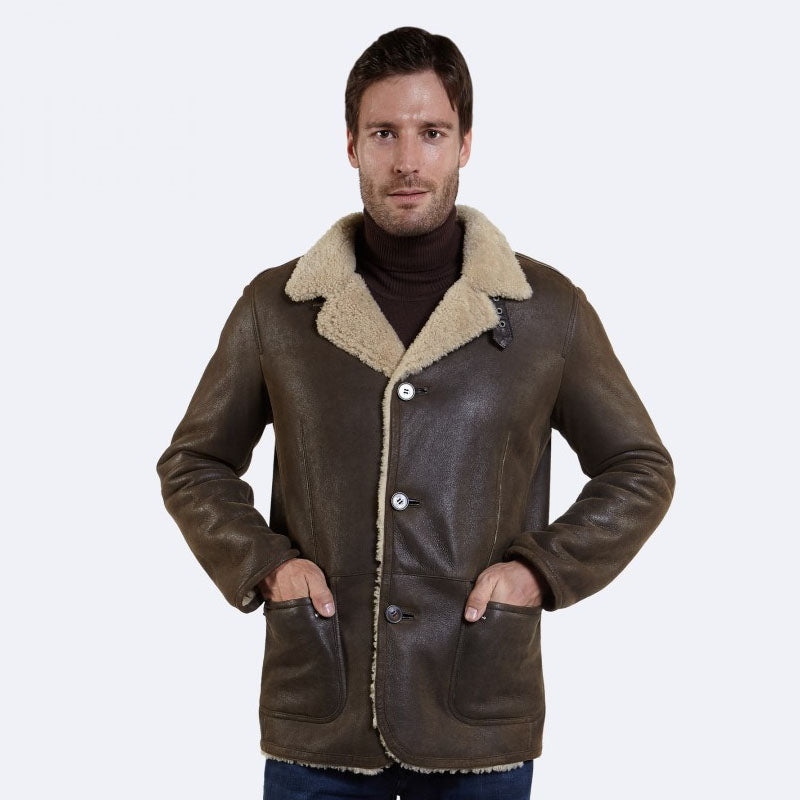 Shop Best High Genuine Olive Floyd Sheepskin Leather Jacket For Mens