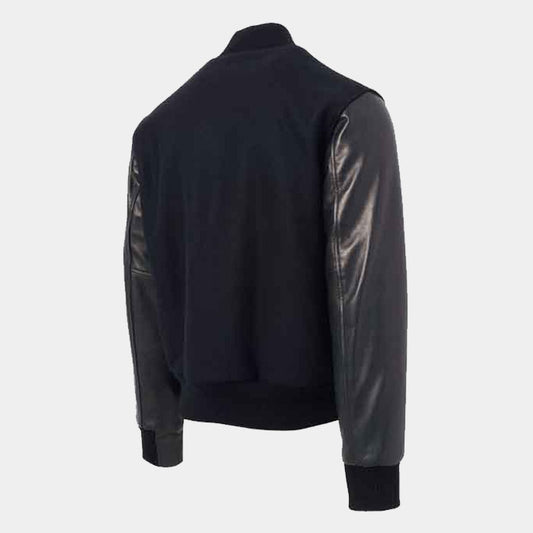 Shop Best High Looking Dark Blue Leather Boys Varsity Letterman Jacket For Sale