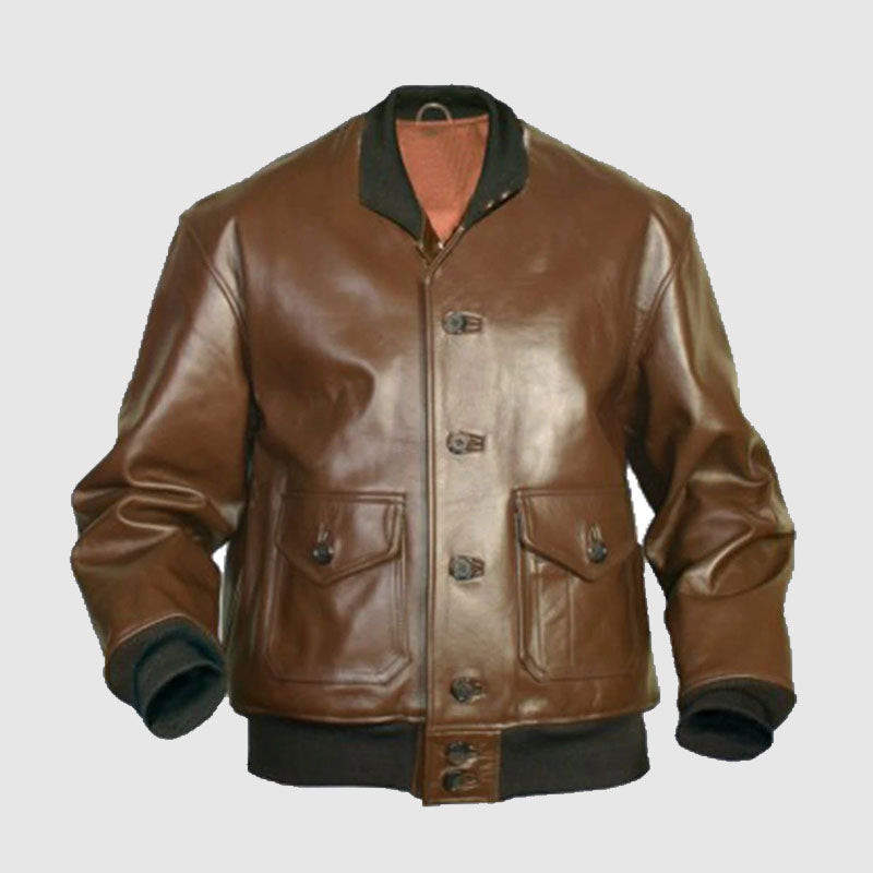 Best A-1 Dark Brown Flight Aviator Leather Jacket