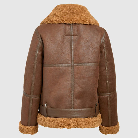 Shop Best Looking Winter Classic Brown Women’s Faux Shearling Jacket For New Year Discountable Sale