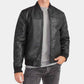 Shop Best Premium Fashion Men's Black Leather Reversible Bomber Jacket For Sale