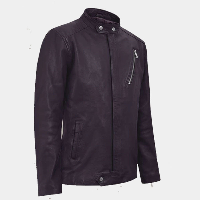 Shop Best Quality Purple Motored Biker Fashion Leather Jacket For Sale