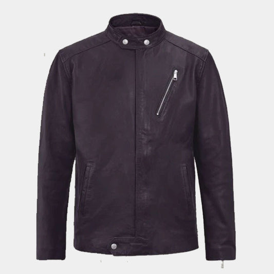 Shop Best Quality Purple Motored Biker Fashion Leather Jacket For Sale