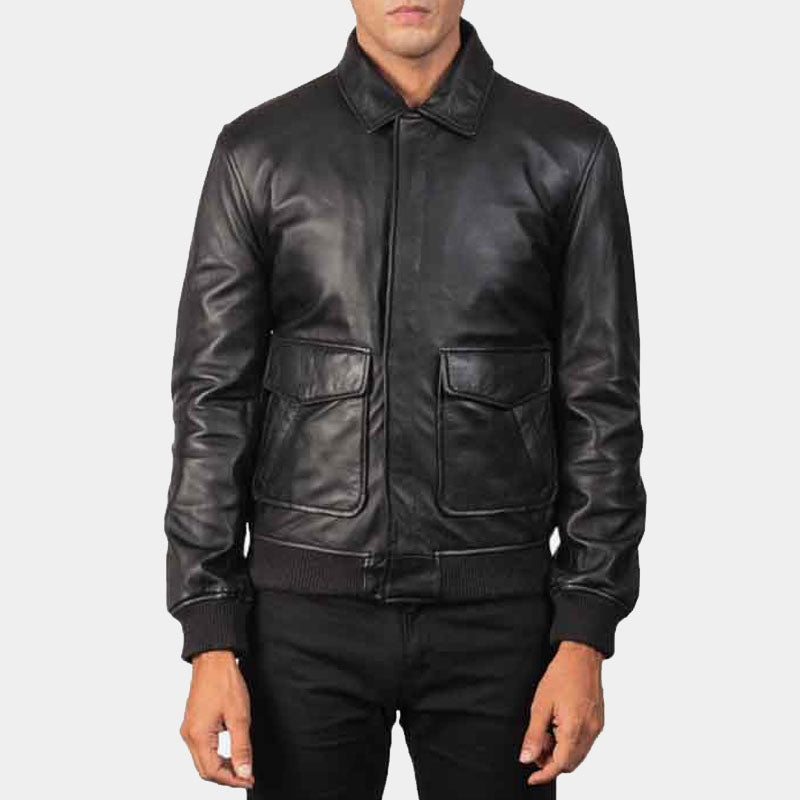 Shop Best Style Genuine Coffman Real Leather Black Bomber Jacket For Sale