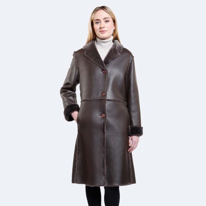 Buy Genuine Sophia Sheepskin Winter Best Style Long Shearling Coat For Sale