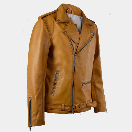 Top Best Sales Rutland Caramel Brown Genuine Boys Biker Riding Leather Jacket For Summer Sale