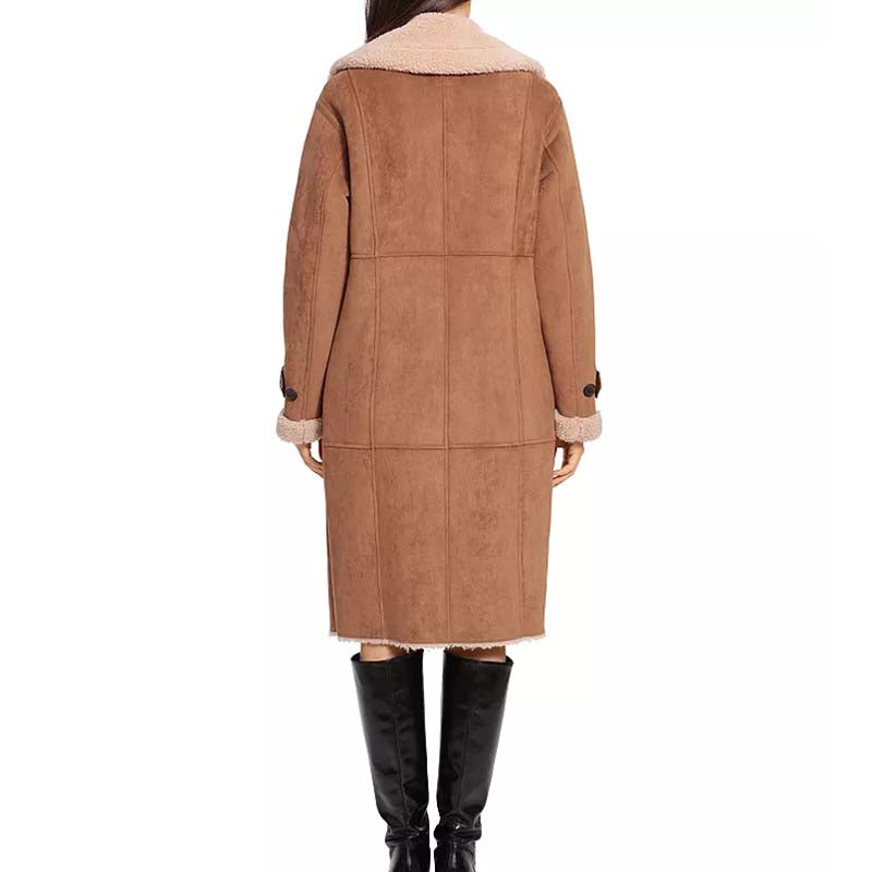 Purchase Best Winter High Quality Sheepskin Faux Shearling Trench Coat For Sale