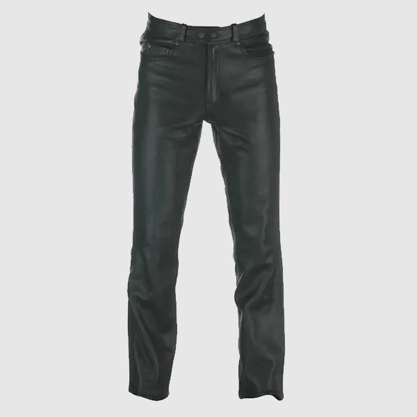 black biker leather pant for mens online shop