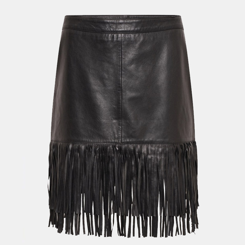 Premium Quality Women’s Fringe Leather Skirt