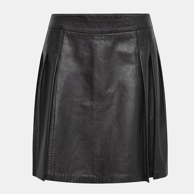 Real Quality Women’s Leather Pleated Skirt