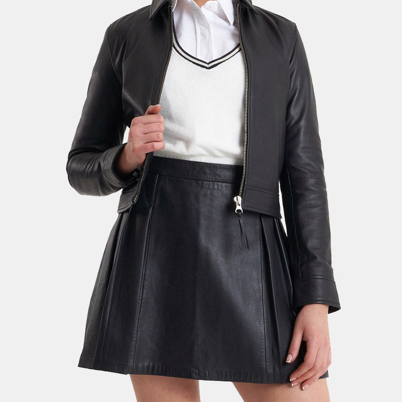 Real Quality Women’s Leather Pleated Skirt