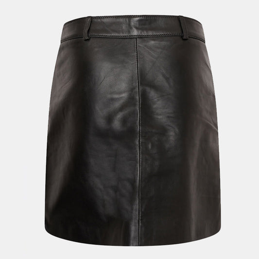 High Quality Women’s Real Leather Skirt with Front Zip