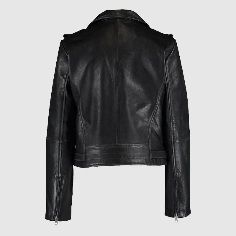 Women's Black Leather Biker Jacket 