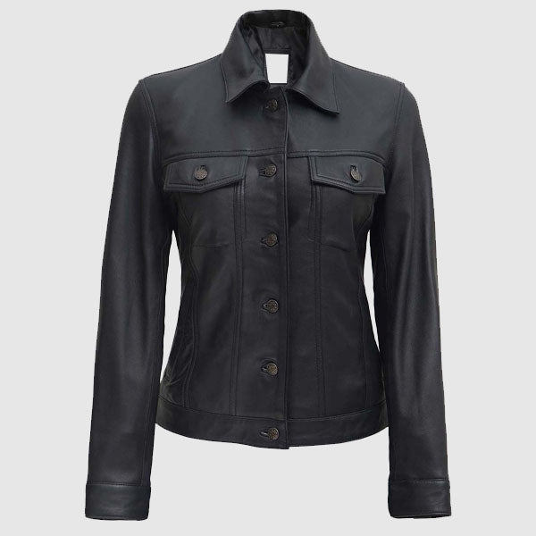 women black fashion leather jacket online shop