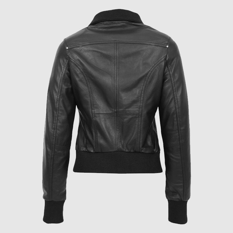 buy new womens black biker leather jacket online shop'