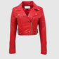 women red fashion leather jacket for sale