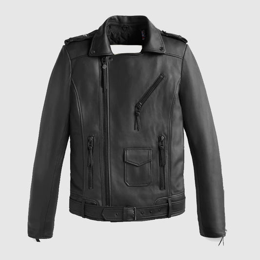black online biker leather jacket for sale